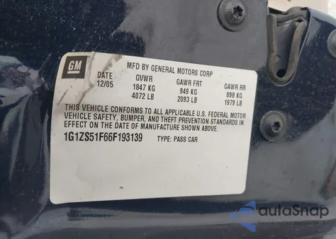 2006 Chevrolet Malibu Ls from USA, damaged, VIN 1G1ZS51F66F193139